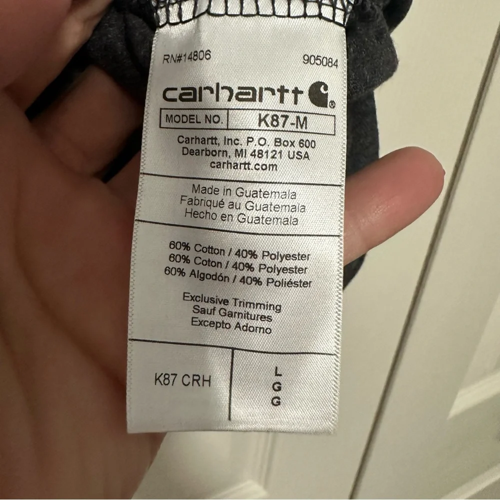 Carhartt Loose Fit Heavyweight Short Sleeve Pocket T-Shirt Dark Gray Large K87 - Picture 6 of 8
